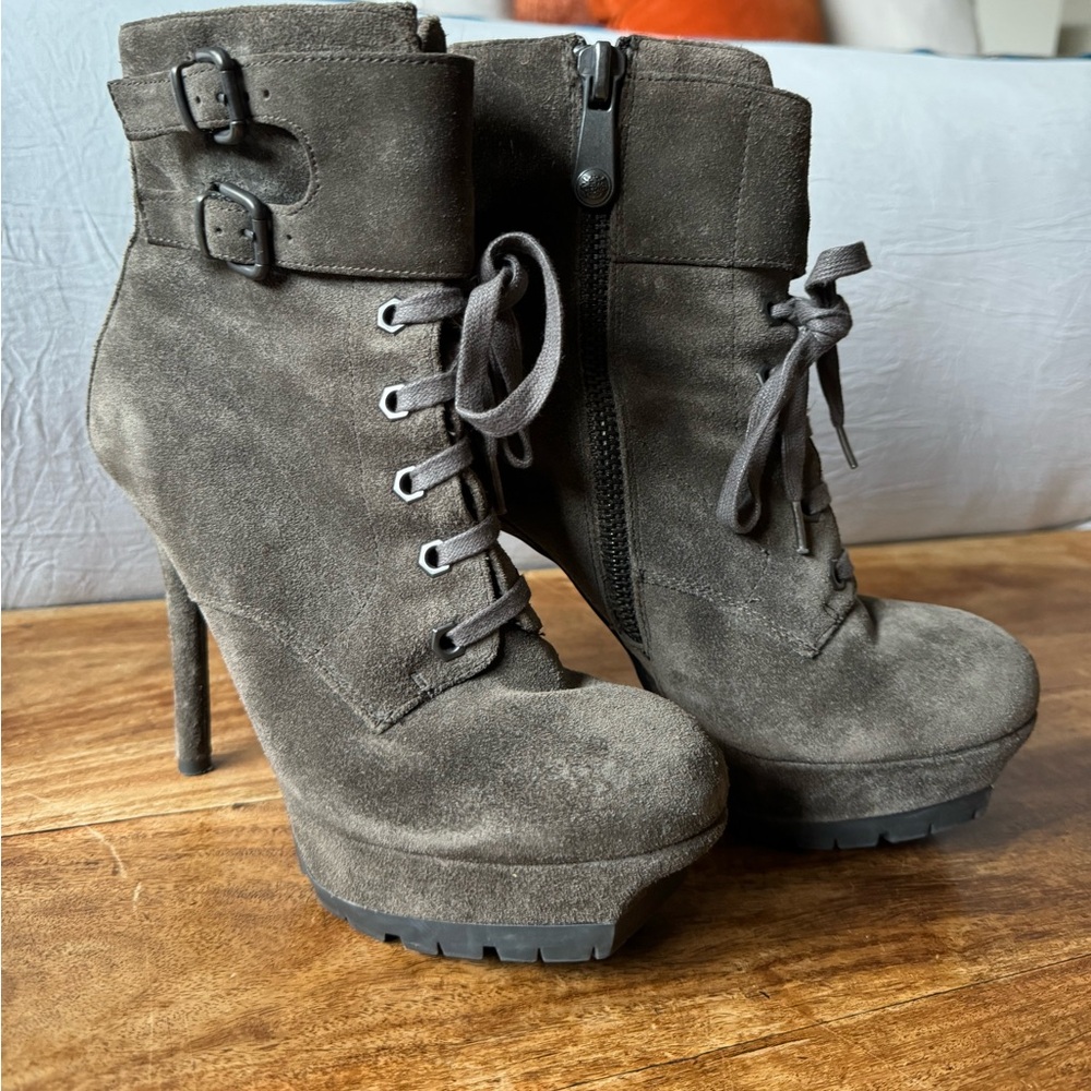 Beautiful gray suede platform booties.Worn a few times